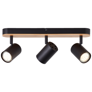 Spotbalken, schwenkbar, 15 x 41 x 6 cm, GU10, max. 10 W, Metall/Bambus