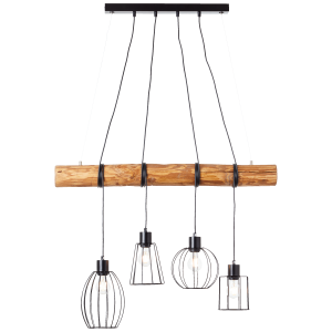 Hängelampe, 140 cm Höhe, E27, max. 25 W, Holz/Metall, schwarz/holz