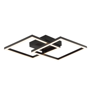 LED Deckenleuchte, 40,5×40,5 cm, 2400 lm, 3000 K, Metall, schwarz