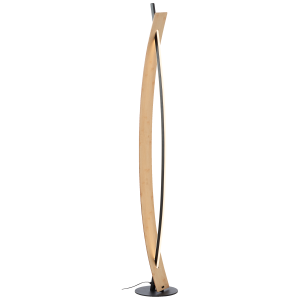 LED Stehleuchte, 120 cm, 2000 lm, 3000 K, Metall/Bambus, schwarz/natur