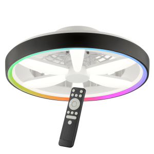 LED-Deckenlampe, Ventilator, Fernbedienung, RGB, CCT, Ø 48 cm, schwarz