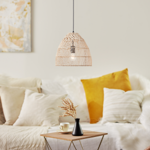 Hängelampe Ø 35 cm, 120 cm Höhe, E27, max. 25 W, Rattan/Metall