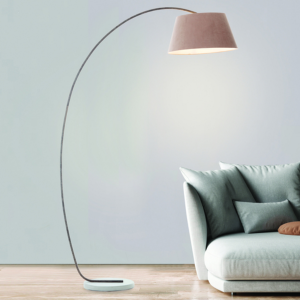 Dekorative Bogenlampe - Stehleuchte mit elegantem Stoffschirm - 2,0m
