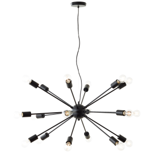 Hängelampe, 140 cm Höhe, Ø 91 cm, 18 x E27, max. 40 W, schwarz matt