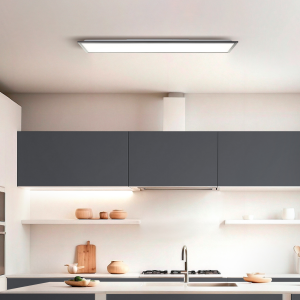 LED Deckenaufbau-Paneel, 100 x 25cm, 2700lm, 4000K, Aluminium, schwarz