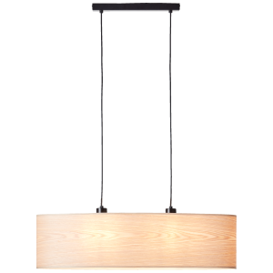 Hängelampe, oval, 2 x E27, max. 52 W, Metall/Holz, hellbraun/schwarz