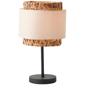 Nature Tischlampe Wasserhyazinthe / Stoff Schirm, E27, 43 cm Höhe