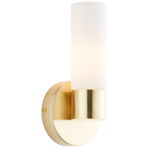 Wandleuchte 22x8x10,5cm, E14, dimmbar, IP44, Glas, messingfarben/weiß