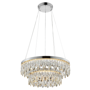 LED Hängelampe mit Kristallen - Ø 60 cm - chromfarbend
