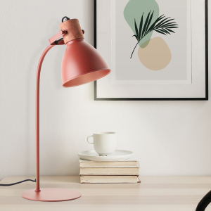Tischlampe, 52 cm Höhe, E27, max. 40 W, Kopf schwenkbar, Schalter