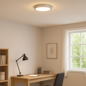 LED-Deckenleuchte Ø 27,5cm, Höhe 3 cm, 1900 lm, 4000 K, IP44, silber