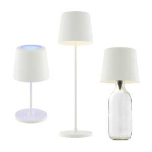 Akku Tischleuchte, Flaschenadapter, 37cm, 300lm, RGB, dimmbar, weiß