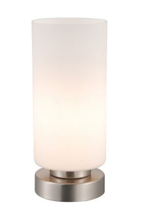Tischlampe, Schalter, 24cm, Ø10cm, E14, max. 40 W, mattes Glas/Metall