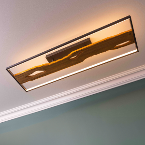 LED Deckenlampe, 100x14x30 cm, 6600 lm 3000 K, Metall/Holz/Kunststoff