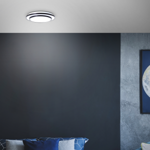 LED-Deckenleuchte, Ø 34 cm, 2400 lm, 3000 K, schwarz/weiß