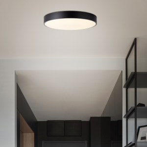 LED-Deckenlampe, 50 cm, 5500 lm, CCT, dimmbar, Metall, schwarz/weiß