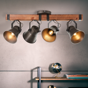 Spotbalken, 33 cm Höhe x 78 cm Breite, 4 x E27, 10 W, Köpfe schwenkbar