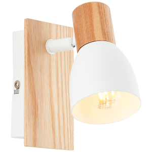 Wandspot, 14 x 7 x 16 cm, E14, max. 28 W, schwenkbar, Metall/Holz