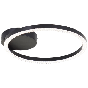 LED-Deckenleuchte, Kristalloptik, 30 cm, 1500 lm, 4000 K, schwarz