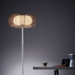 Stehlampe, 162 cm Höhe, Ø 43 cm, 2 x E27, max. 30 W, bronze/chrom