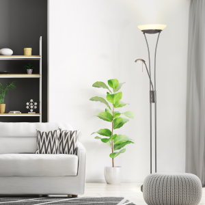 LED Deckenfluter, Lesearm, 179 cm Höhe, 2500 lm, 3000 K, Drehdimmer