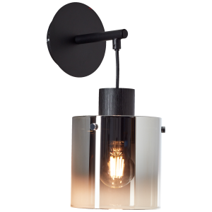 Wandlampe, 34 x 15 x 20 cm, E27, max. 52 W, Metall/Glas