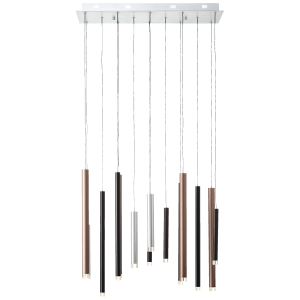 LED Hängelampe, 180 cm Höhe, 60 W, aluminiumfarben/schwarz/braun