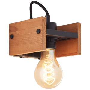 Wandlampe, 11 x 12 x 13 cm, E27, max. 42 W, Metall/Holz, schwarz/holz