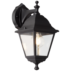 Außen Wandlampe, 31x14x19cm, E27, max. 60W, IP44, Metall/Glas, schwarz