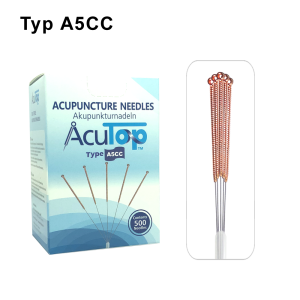 AcuTop Akupunkturnadel 500 Stk. Typ 5CC: Kupferwendelgriff mit Öse, silikonisiert (beschichtet), 5 Nadeln per Blister in einem Führrohr gebündelt - CE