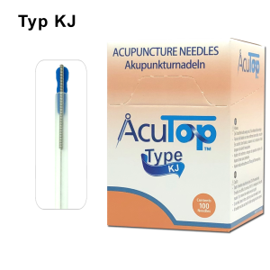 AcuTop Akupunkturnadel Typ KJ: Stahlwendelgriff, silikonisiert (beschichtet), mit Führrohr, 1 Nadel per Blister, Pack à 100 Nadeln - CE - Ø 0,30 x 60 