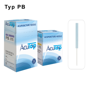 AcuTop Akupunkturnadeln Typ PB: Kunststoffgriff, silikonisiert (beschichtet), ohne Führrohr, 1 Nadel per Blister, Pack à 100 Nadeln - CE - Ø 0,35 x 50