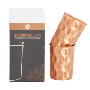 Trinkbecher aus Kupfer; Design: Gehämmert, 2er-Set, je 250ml