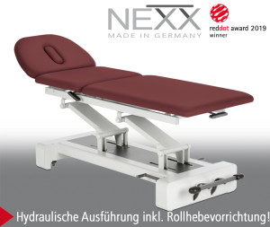 «NEXX-3h» hydraulische Behandlungsliege 3-teilig. Liegefläche, Fusspumpen-Hydraulik - CE -