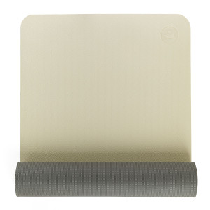 Yogamatte & Pilatesmatte «LOTUS PRO» Palm-Muster, 183 x 60 cm / 6 mm, TPE sand/hellgrau