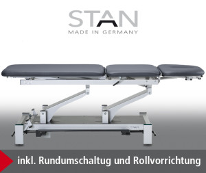 «STAN-3e» elektr. Behandlungsliege, 3-teilge manuell verstellbare Liegefläche - CE -