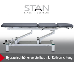 «STAN-3h» hydraulische Behandlungsliege, 3-teilige Liegefläche, Fusspumpen-Hydraulik - CE -