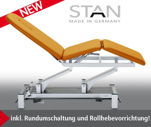 «STAN LONG-3e» elektr. Therapieliege, extra langes Kopfteil, 3-teilige Liegefläche - CE -