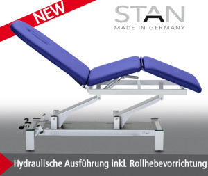 «STAN LONG-3h» hydraullische Therapieliege, 3-teilige Liegefläche, extra langes Kopfteil - CE -