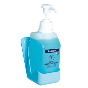 Wandhalterung aus Kunststoff hellblau für 500 ml Sterillium-Flaschen