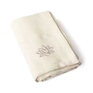 Yogadecke «SHAVASANA» mit Lotus, 150 x 200cm, 100% Baumwolle Natur