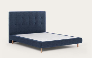 Litier Français Lit Paris -  Pieds cylindres chêne Bleu marine 120 x 200 (cm)