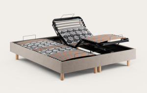 Litier Français Sommier électrique  -  180 x 200 (cm) Gris taupe