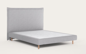 Litier Français Lit Cocoon -  90 x 200 (cm) Gris clair Pieds cylindres chêne