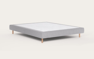 Litier Français Sommier -  Gris clair Pieds cylindres chêne 160 x 200 (cm) (En version 2 x 80 reliés pour accès étroit)