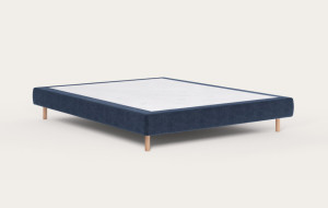 Litier Français Sommier -  140 x 200 (cm) Pieds cylindres chêne Bleu marine
