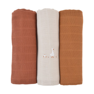 LITTLE CREVETTE Lot de 3 langes bébé coton bio* Nils
