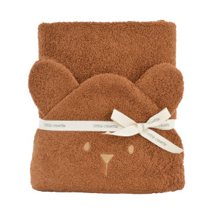 LITTLE CREVETTE Cape de bain à oreilles Ourson - caramel