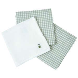 LITTLE CREVETTE Lot de 3 langes bébé coton bio* Olive