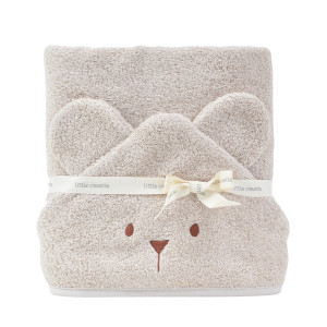 LITTLE CREVETTE Cape de bain à oreilles Ourson - beige